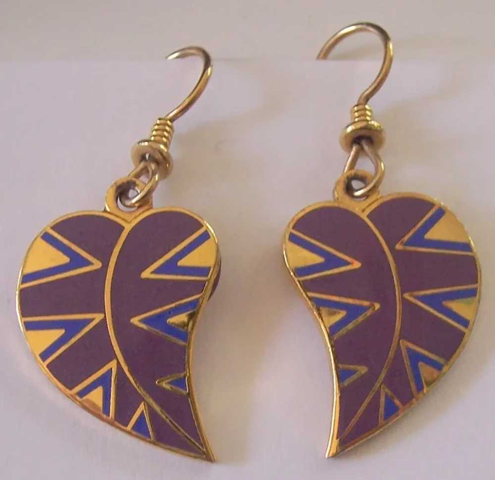 Laurel Burch Enamel Petite Petal Leaf Dangle Earr… - image 3