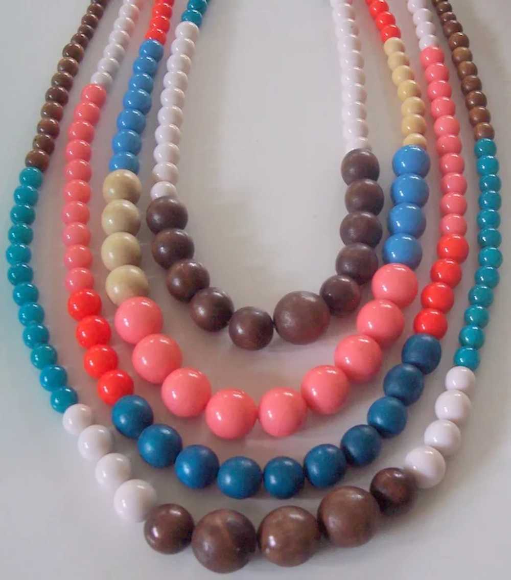 Huge Bold Colorful Wood & Resin Bead Necklace - image 3