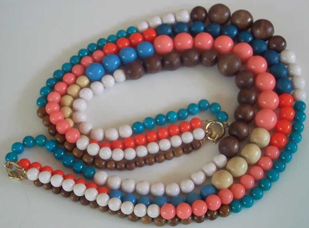 Huge Bold Colorful Wood & Resin Bead Necklace - image 4