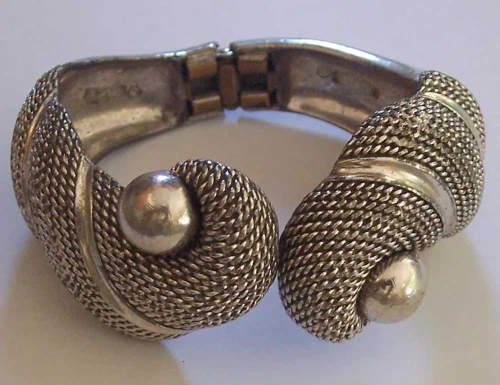 Boucher Swirl & Ball Knot Clamper Bracelet Silver… - image 2