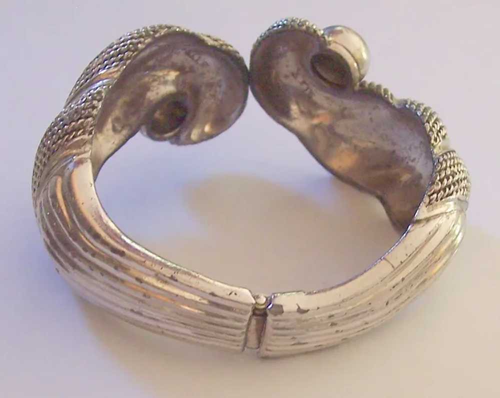 Boucher Swirl & Ball Knot Clamper Bracelet Silver… - image 6