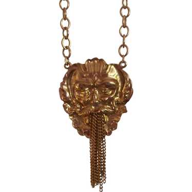 Amazing Zeus Greek God Necklace Gold tone