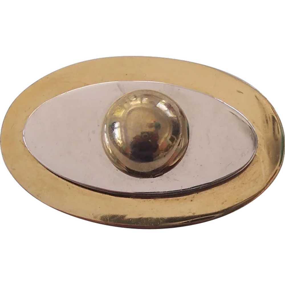 Modernist Silver and Gold/Brass tone Brooch - image 1