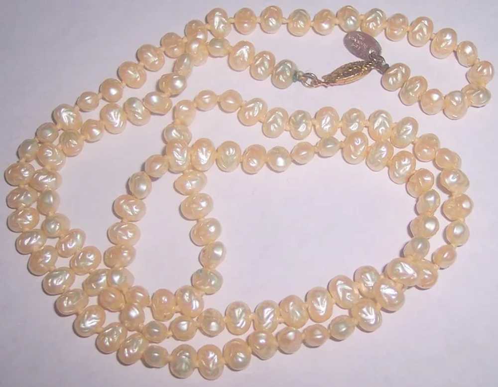 Les Bernard Hand Knotted Strand Faux Freshwater P… - image 2