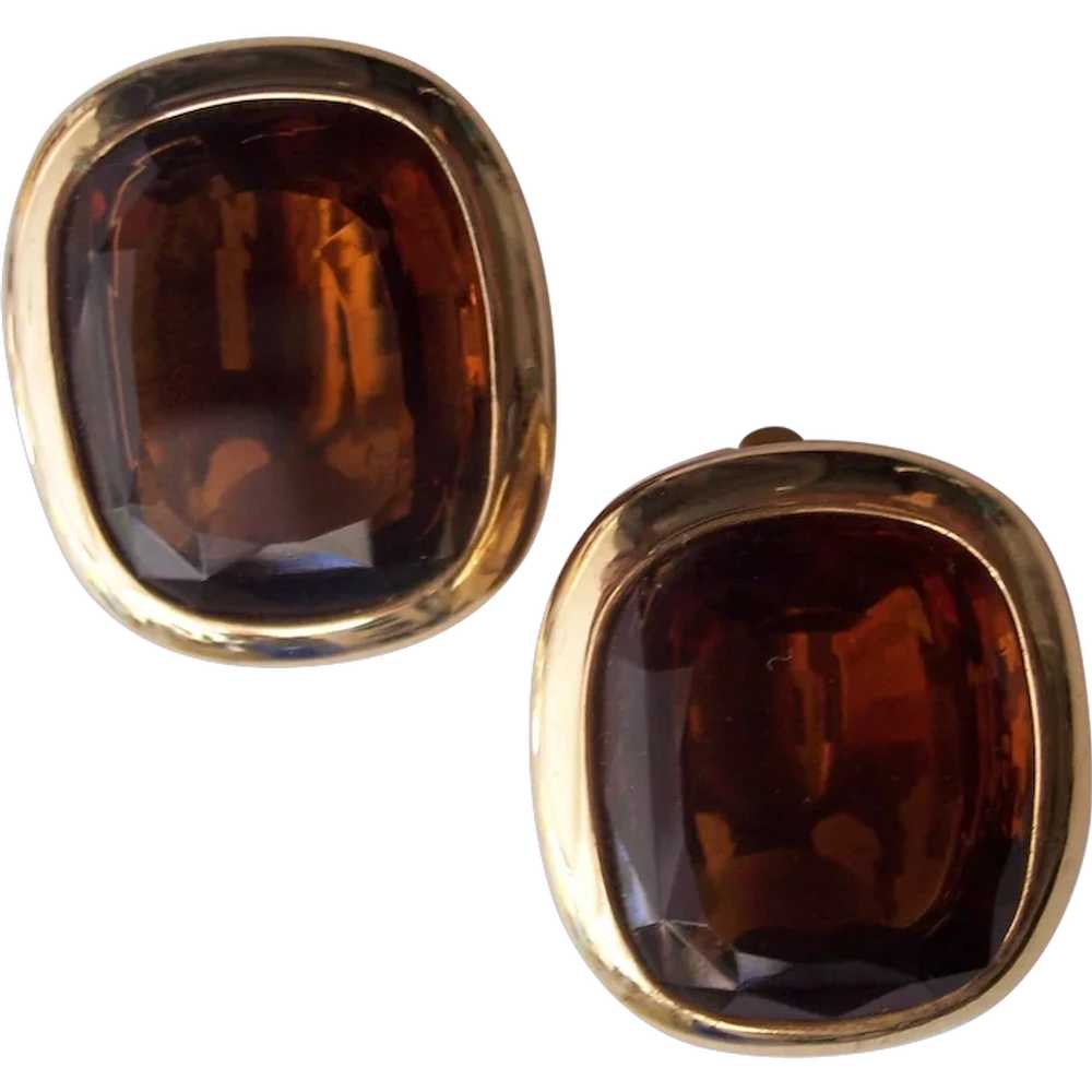 Lovely Topaz Glass Joan Rivers Earrings - image 1