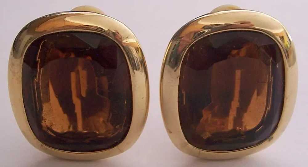 Lovely Topaz Glass Joan Rivers Earrings - image 2
