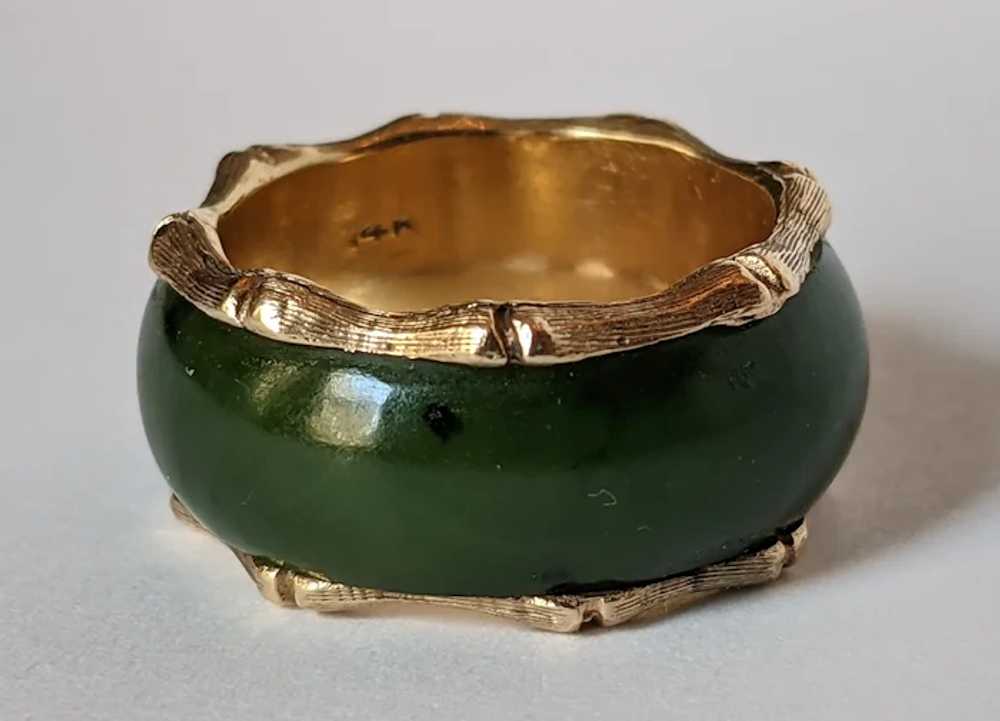 Vintage 14k And Jade Band Ring - image 2