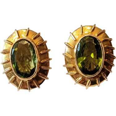 Vintage Tourmaline And 14k Yellow Gold Earrings