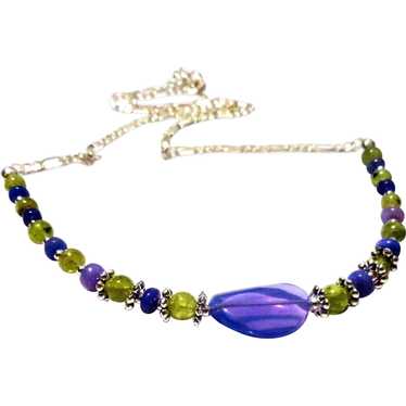 JFTS Purple Ethiopian Opal & Peridot Necklace - image 1
