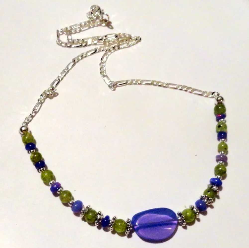 JFTS Purple Ethiopian Opal & Peridot Necklace - image 2