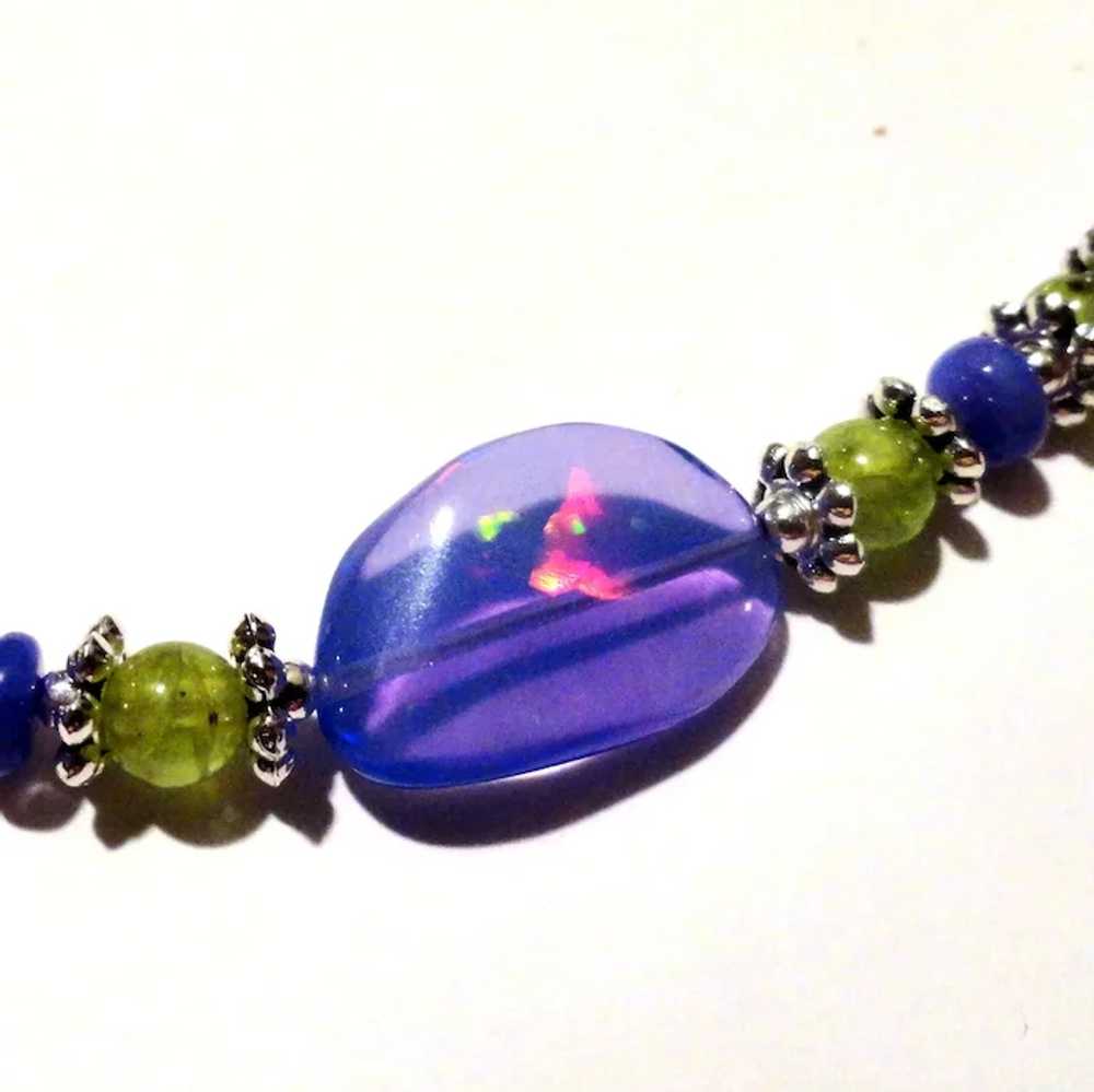 JFTS Purple Ethiopian Opal & Peridot Necklace - image 3