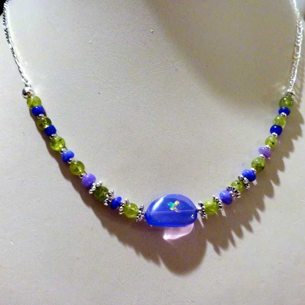 JFTS Purple Ethiopian Opal & Peridot Necklace - image 4