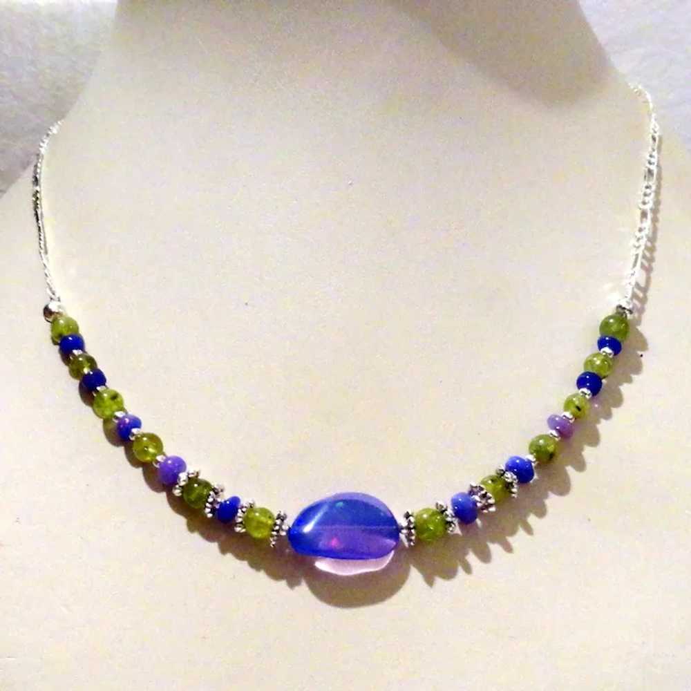 JFTS Purple Ethiopian Opal & Peridot Necklace - image 5