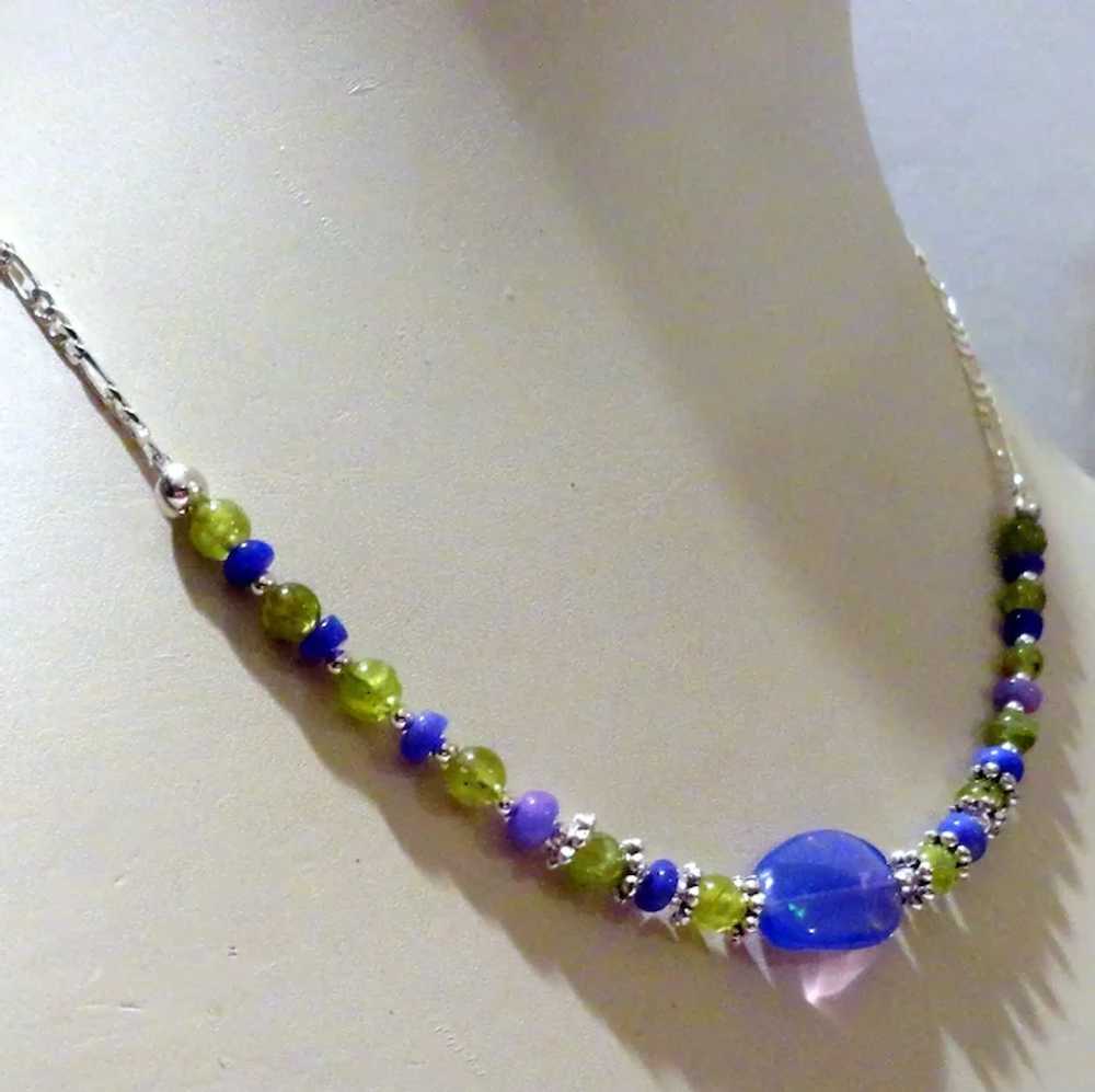 JFTS Purple Ethiopian Opal & Peridot Necklace - image 6