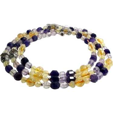 JFTS Amethyst & Citrine 44 Inch Long Necklace