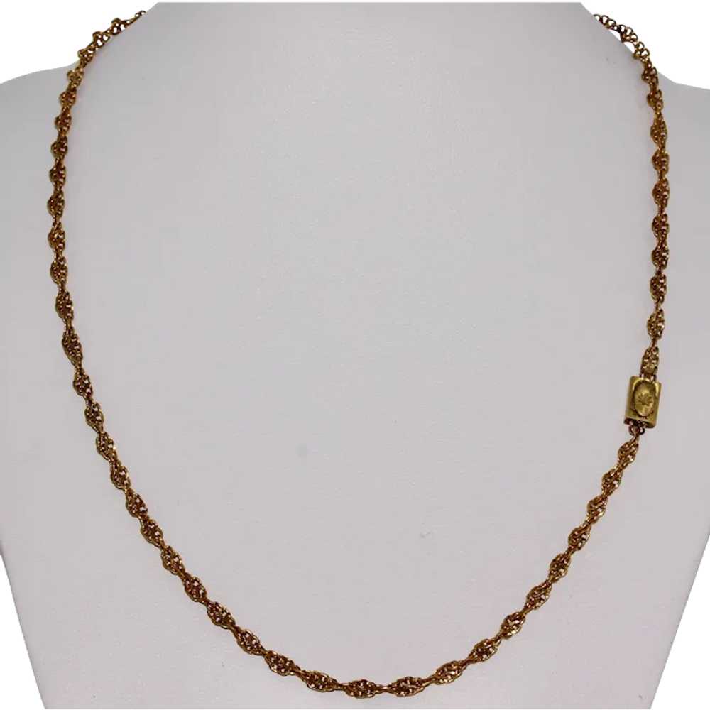 Antique Georgian 9K Gold Woven Link Chain Necklace - image 1