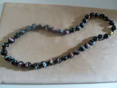 Vintage Chinese Painted Glass Bead Necklace - image 1