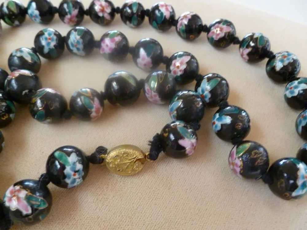 Vintage Chinese Painted Glass Bead Necklace - image 3