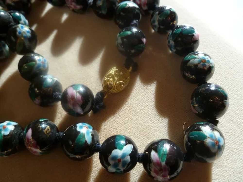 Vintage Chinese Painted Glass Bead Necklace - image 5