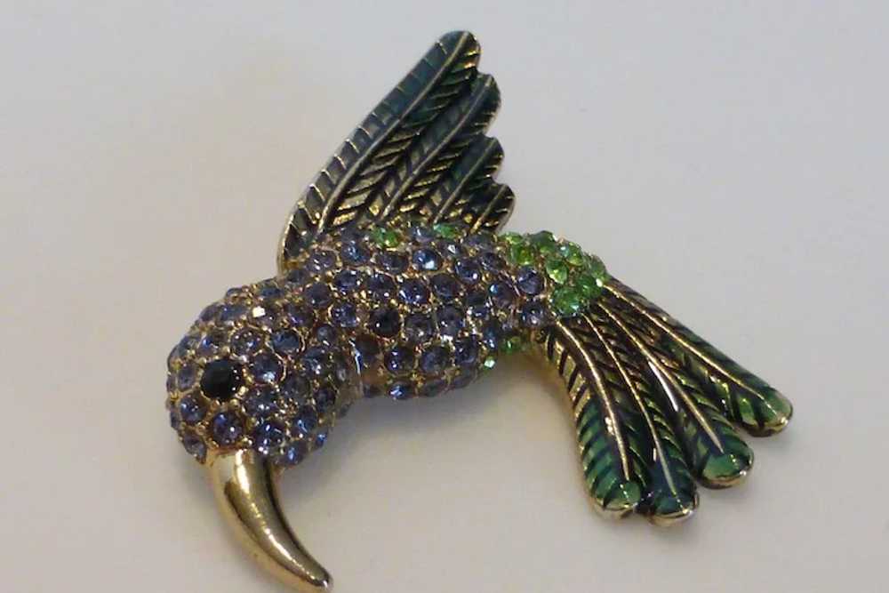 Vintage Bejeweled Hummingbird Pin Brooch Crystal … - image 5