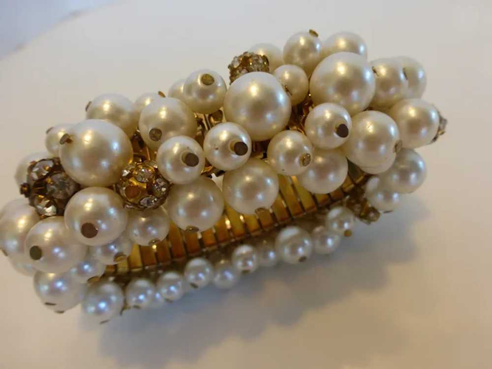Vintage Cha Cha Expansion Bracelet w Faux Pearls,… - image 5
