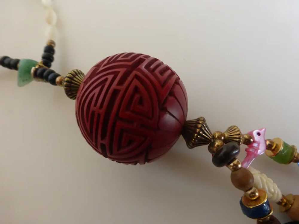 Mixed Media Multi-Ethnic Cinnabar & Fetish Bead N… - image 5