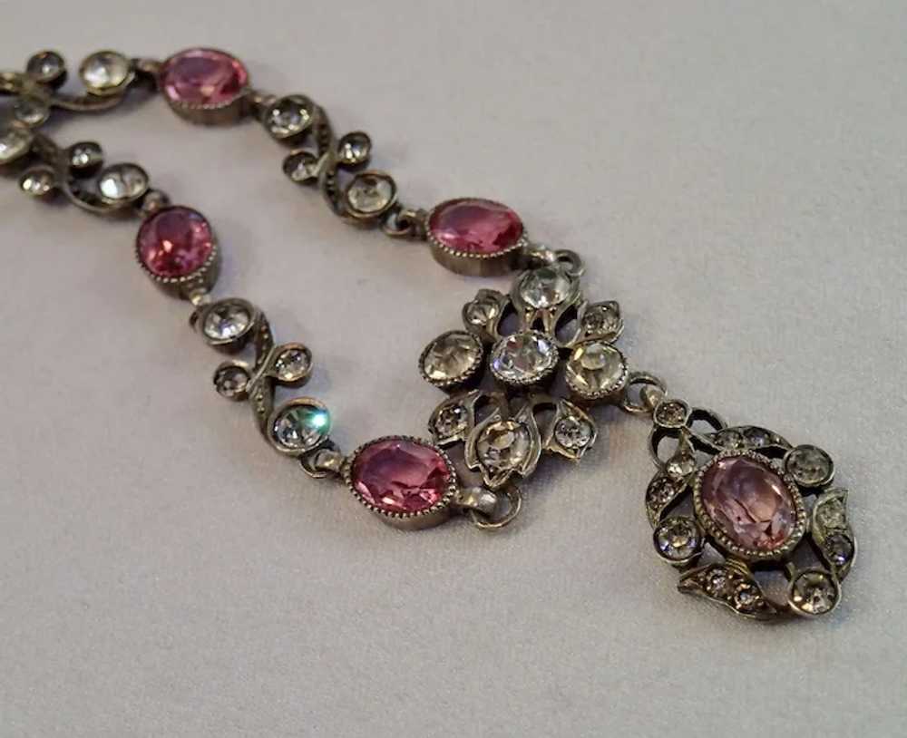 Antique English Paste Necklace In Silver - image 3
