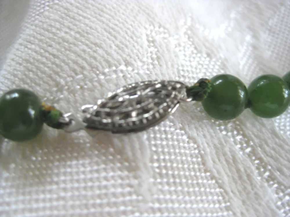 Green Jade Beaded 18" Necklace with Attached Jade… - image 3
