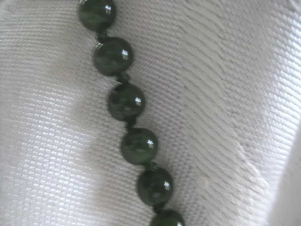 Green Jade Beaded 18" Necklace with Attached Jade… - image 4