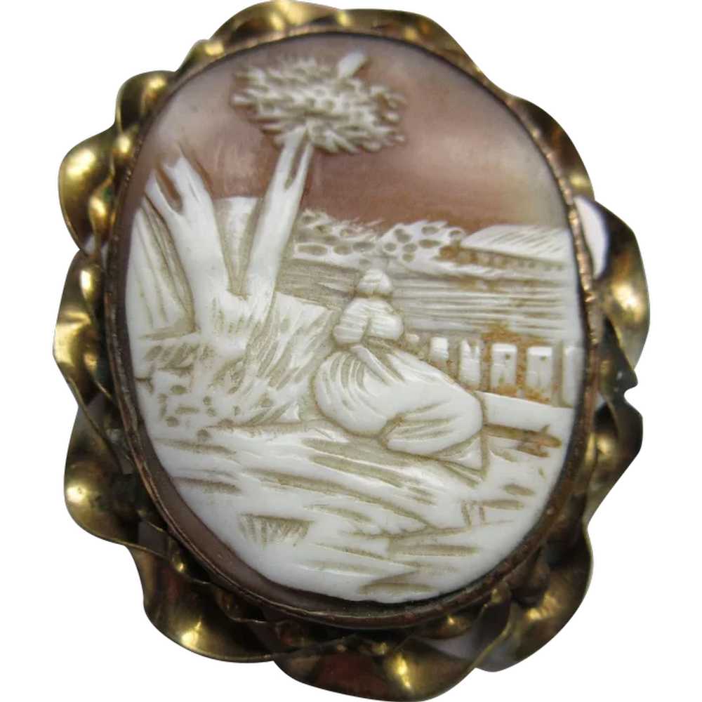 Antique Carved Shell Scenic Cameo Rebecca At The … - image 1