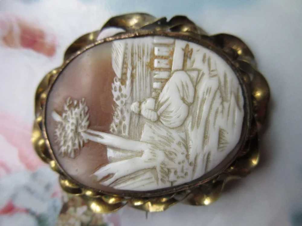 Antique Carved Shell Scenic Cameo Rebecca At The … - image 2