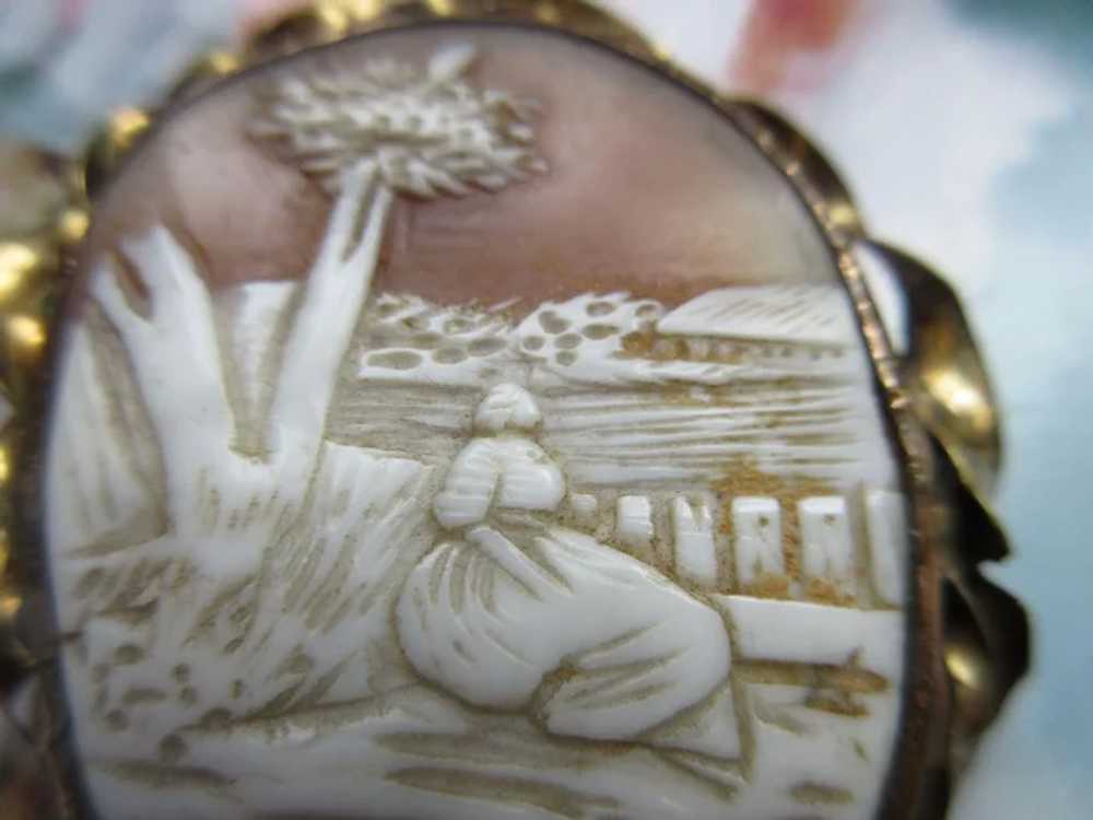 Antique Carved Shell Scenic Cameo Rebecca At The … - image 3