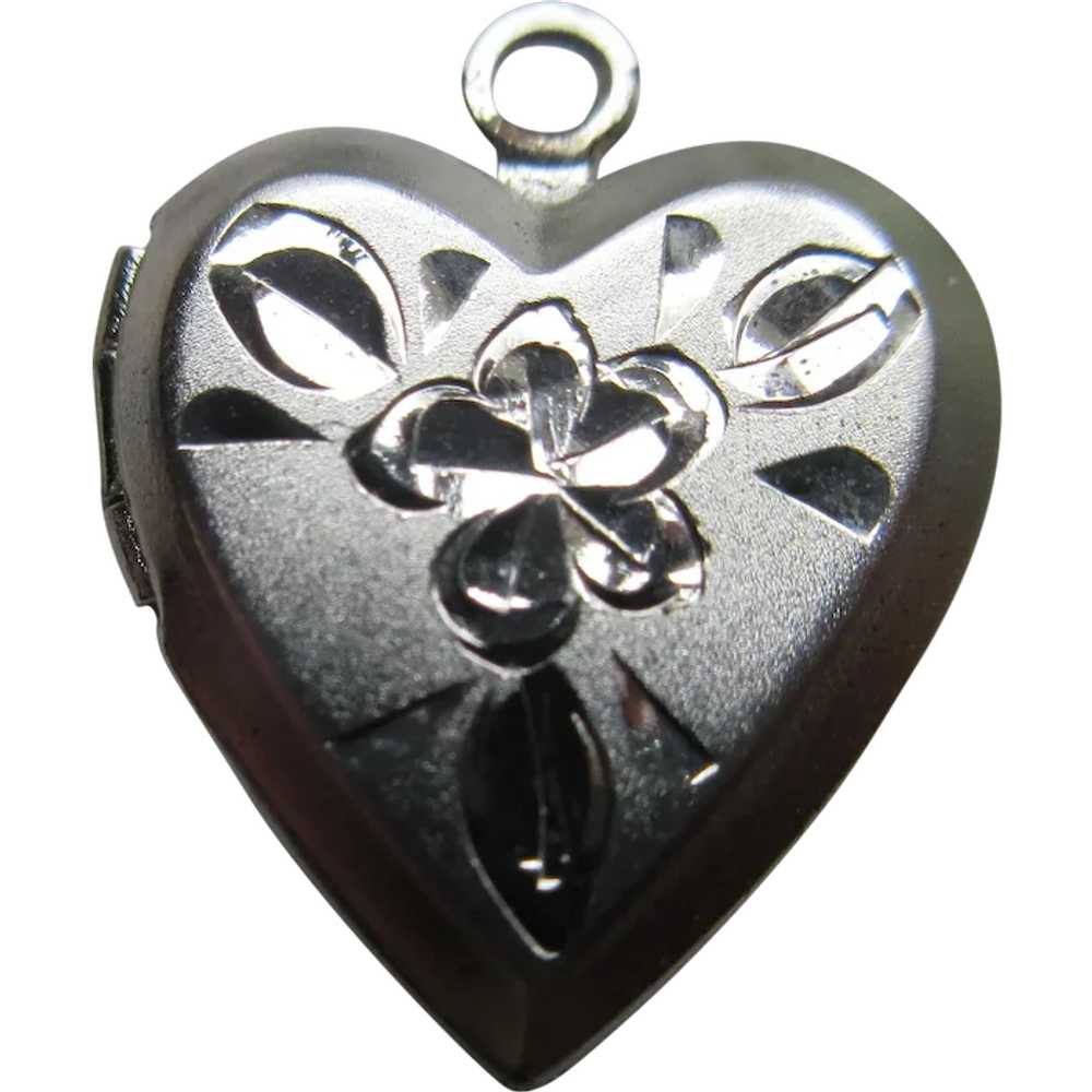 Vintage Sterling Heart Locket Charm - image 1