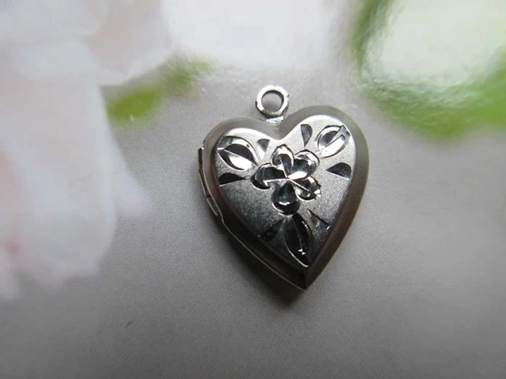 Vintage Sterling Heart Locket Charm - image 2