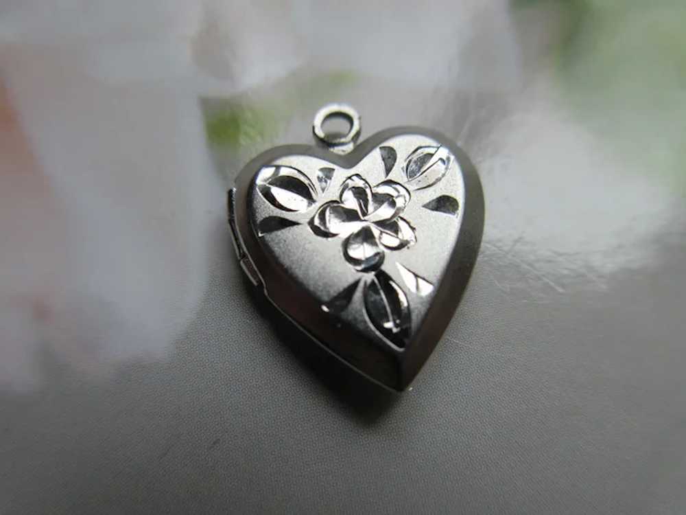 Vintage Sterling Heart Locket Charm - image 3