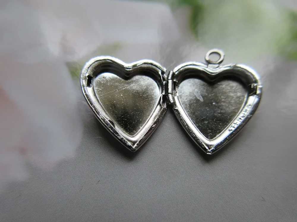 Vintage Sterling Heart Locket Charm - image 5