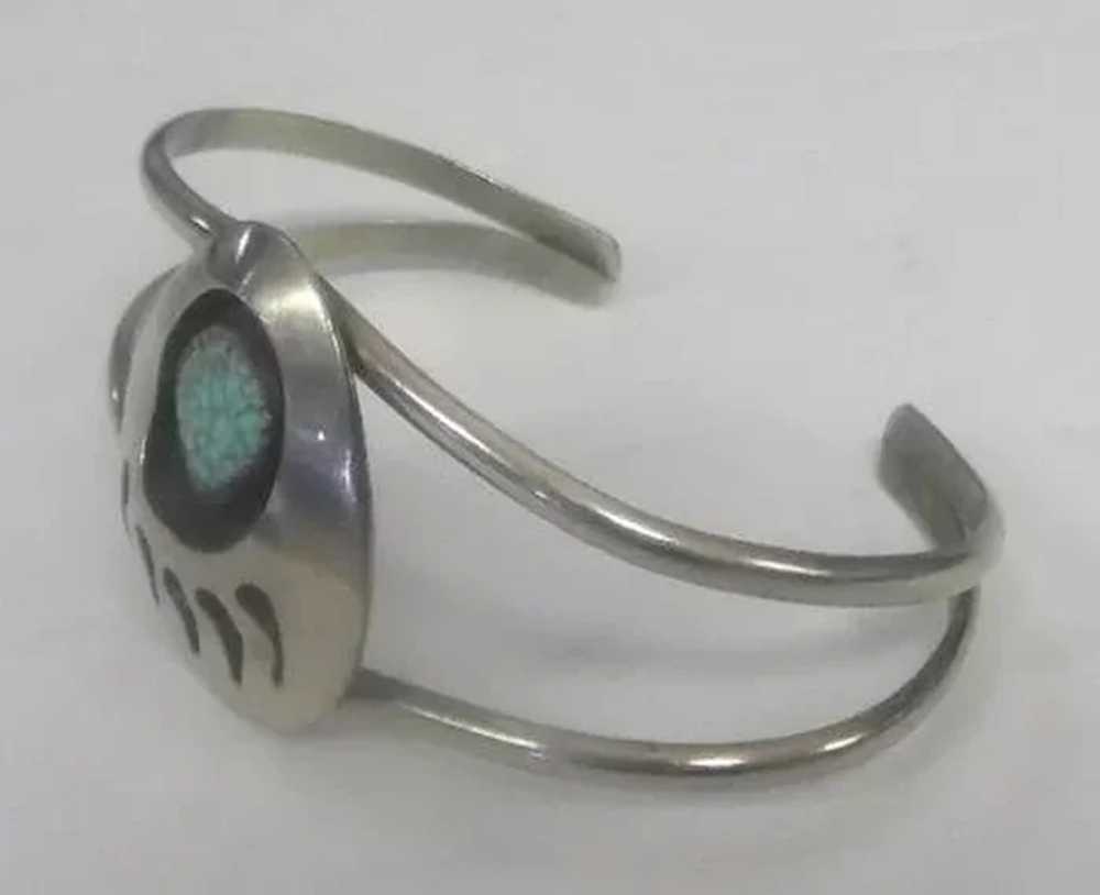 Bearpaw Turquoise on Silver Cuff Bracelet - 15.3 … - image 3