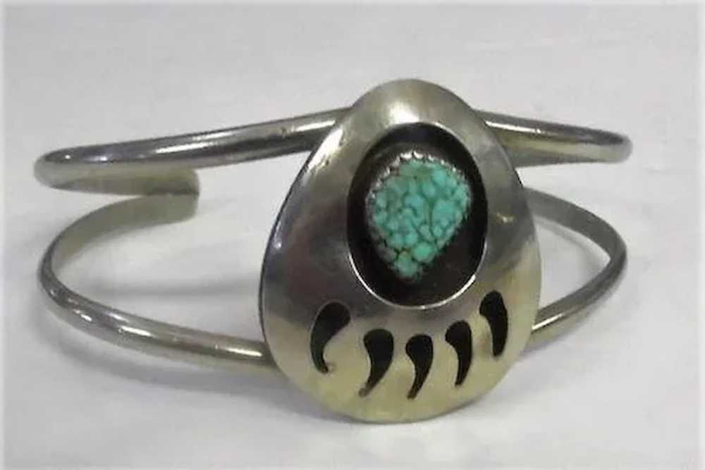 Bearpaw Turquoise on Silver Cuff Bracelet - 15.3 … - image 6