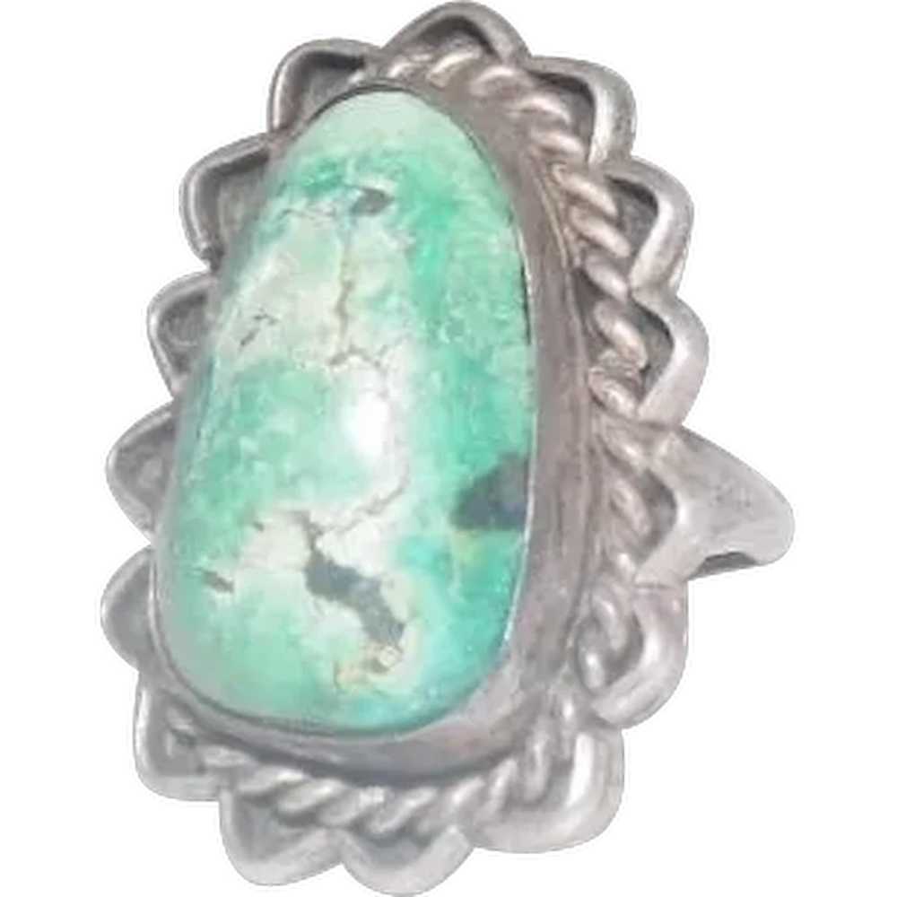 Large Natural Turquoise Stone Ring - Size 7.5 - image 1