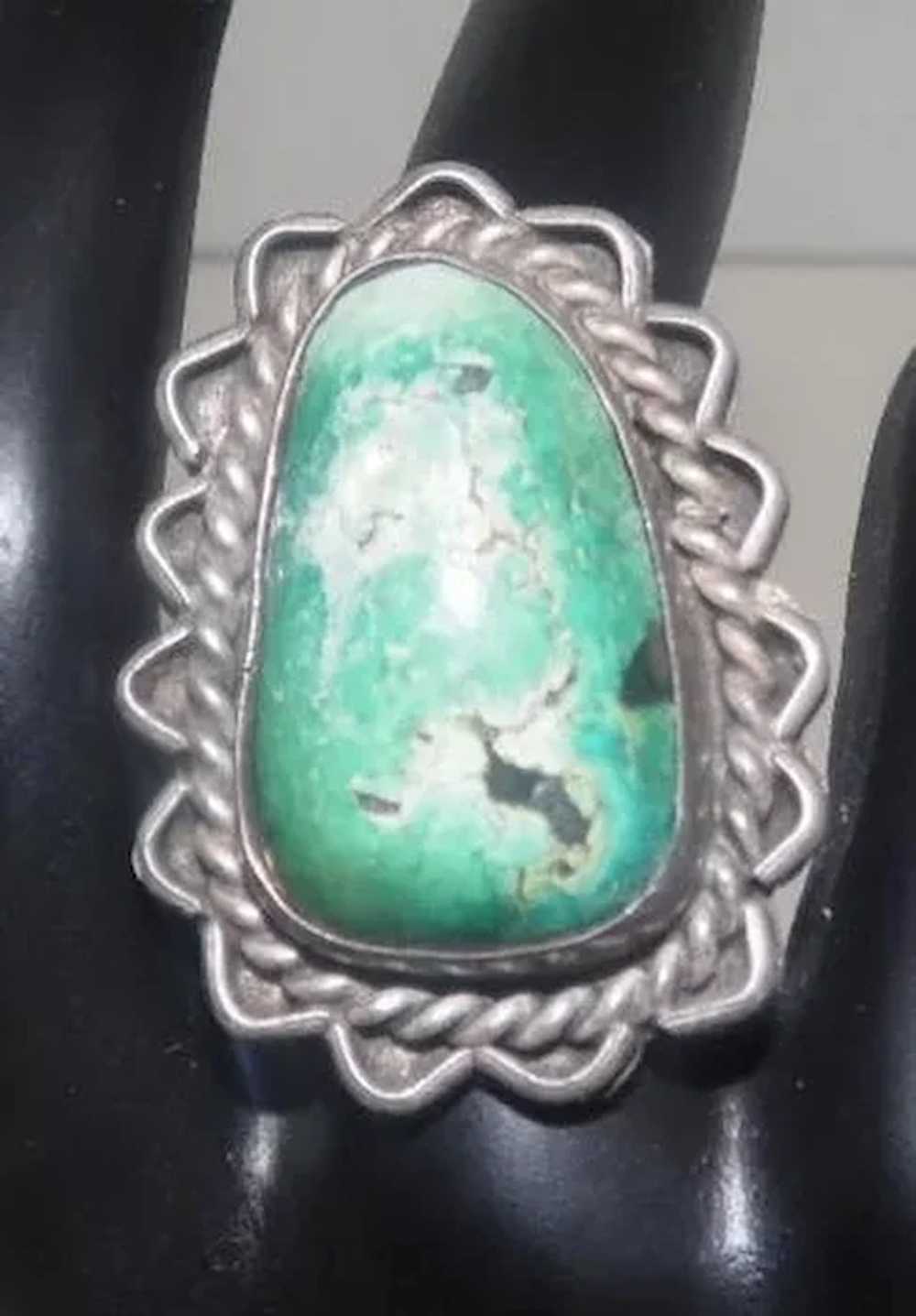 Large Natural Turquoise Stone Ring - Size 7.5 - image 6