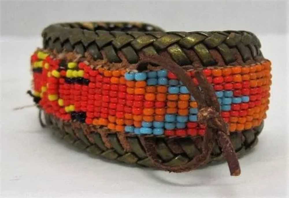 Beaded Leather Bracelet - 2 1/2" Wide - image 2