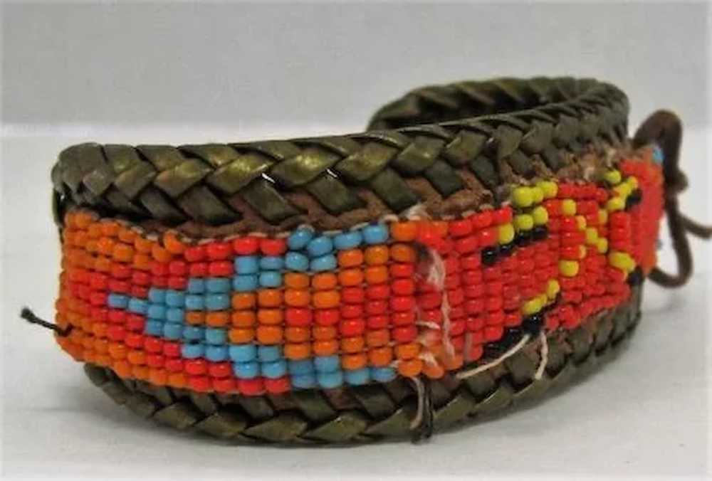 Beaded Leather Bracelet - 2 1/2" Wide - image 3