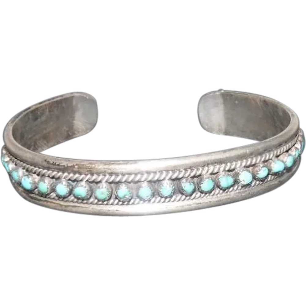 Pawn Silver Bracelet w/(35) Turquoise Stones - image 1