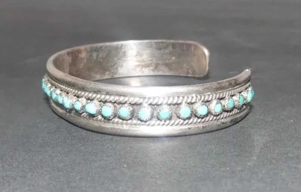 Pawn Silver Bracelet w/(35) Turquoise Stones - image 2