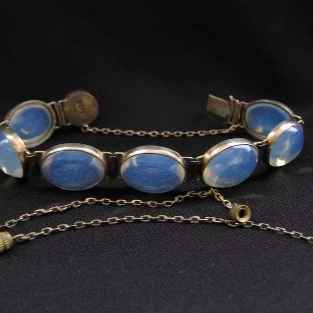 Vintage Sterling Silver and Opaline Glass Parure - image 3