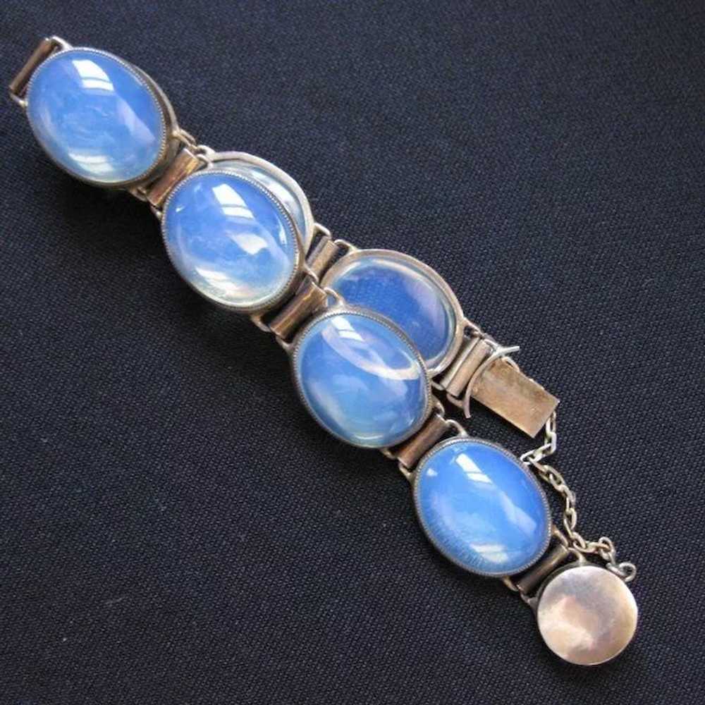 Vintage Sterling Silver and Opaline Glass Parure - image 6