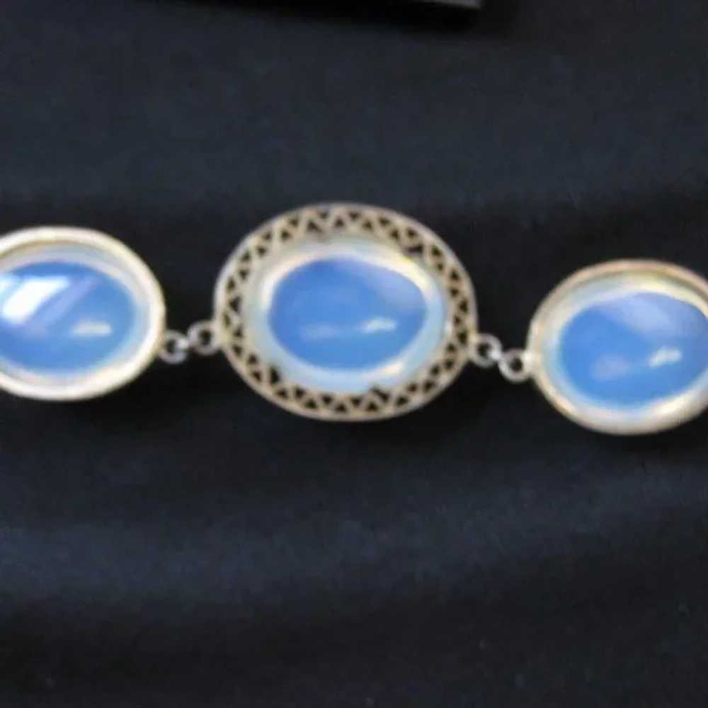 Vintage Sterling Silver and Opaline Glass Parure - image 8