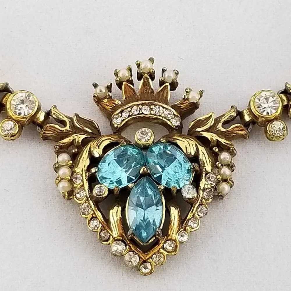 Rare Early Vintage Signed Coro Heart and Crown Ne… - image 2