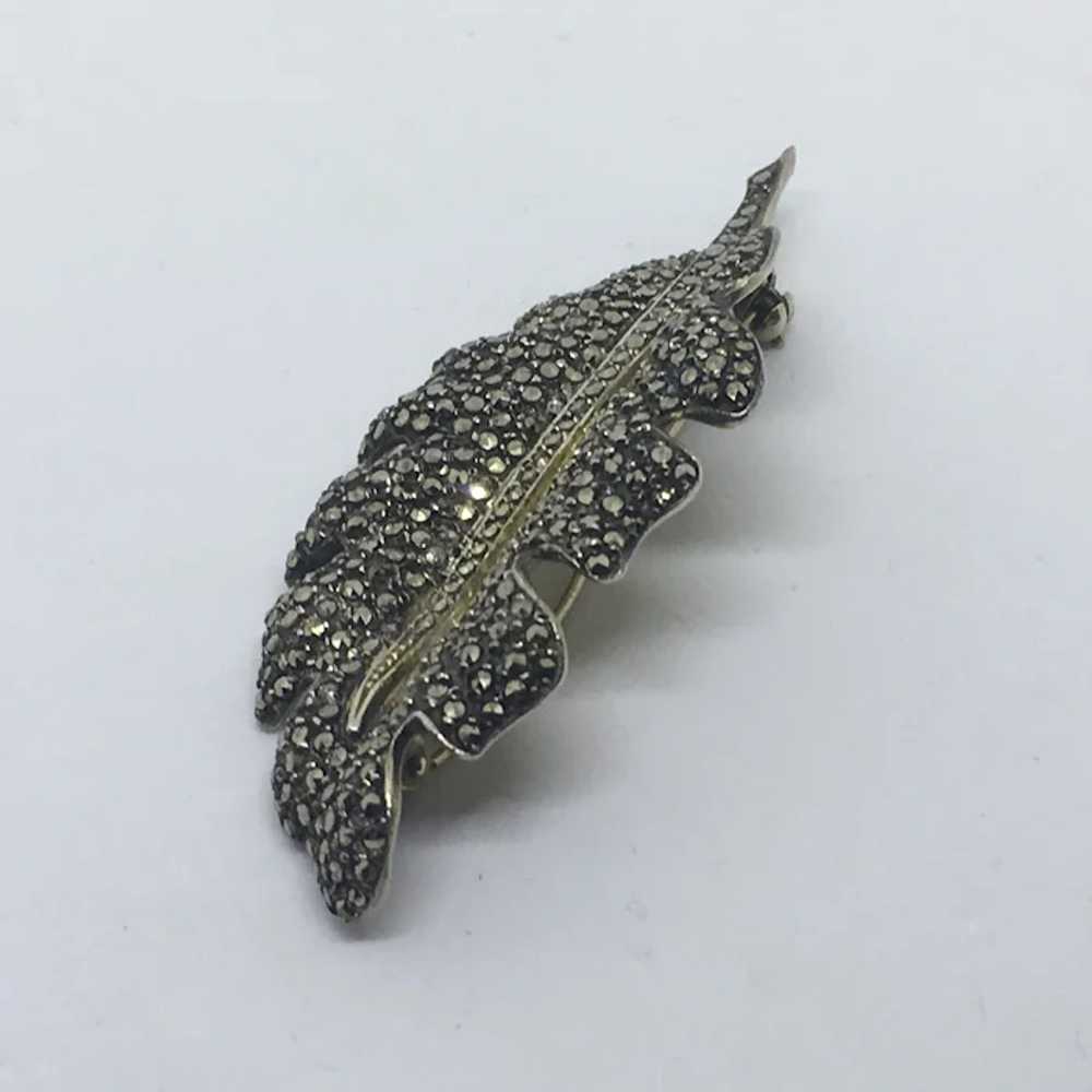 Vintage Germany Sterling Marcasite leaf pin Silver - image 7