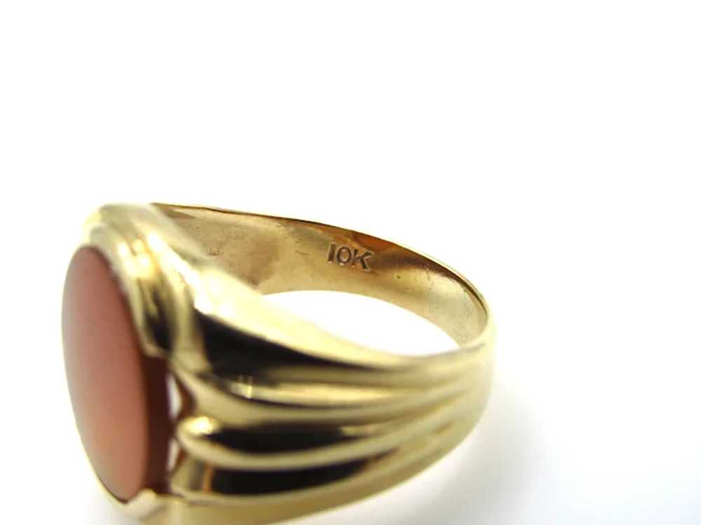 10K Yellow Gold Carnelian Ring - Size 7.75 - image 10